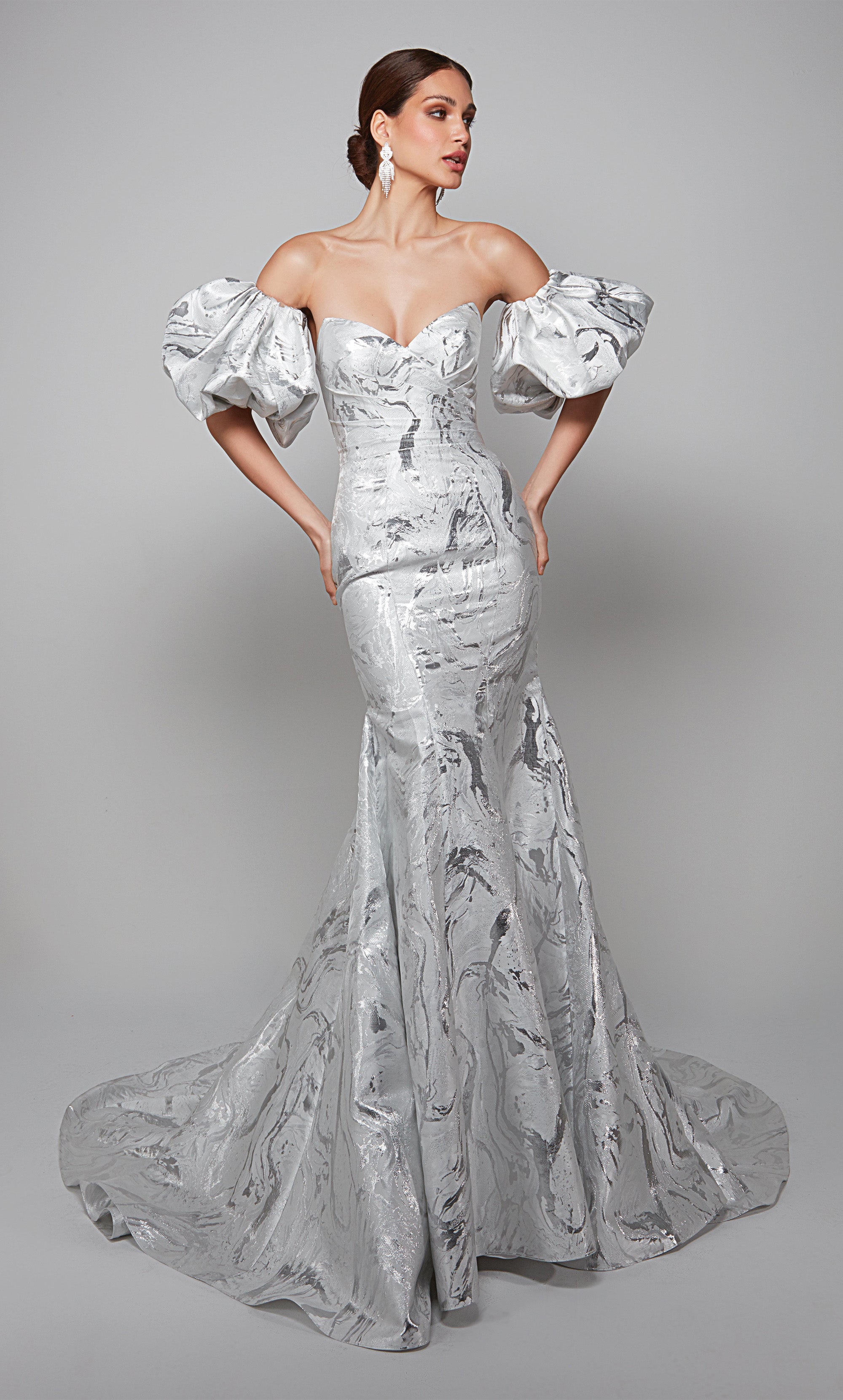 wedding dress with silver